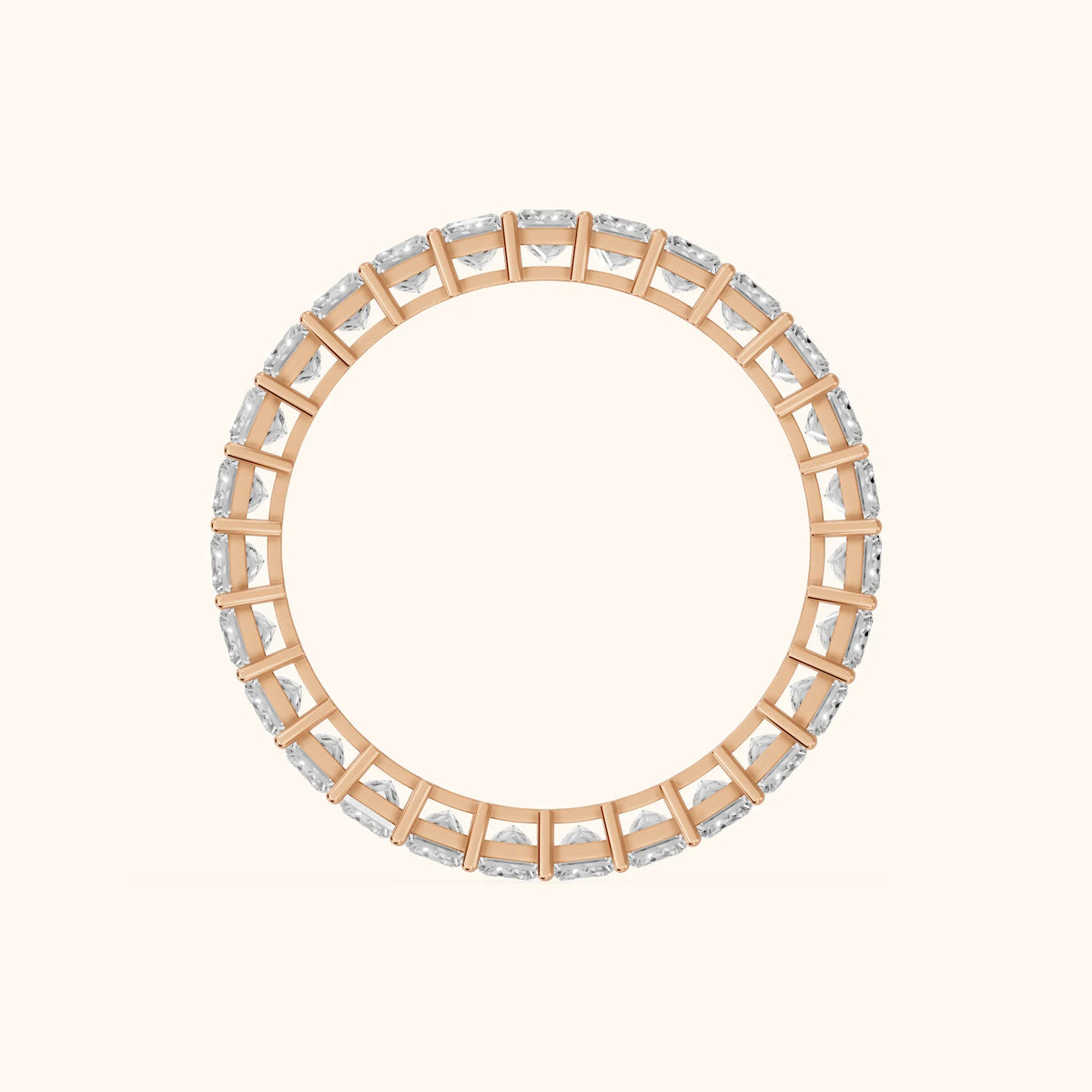 Manon Shared Prong Princess Diamond Eternity Band in Rose Gold - FingerView