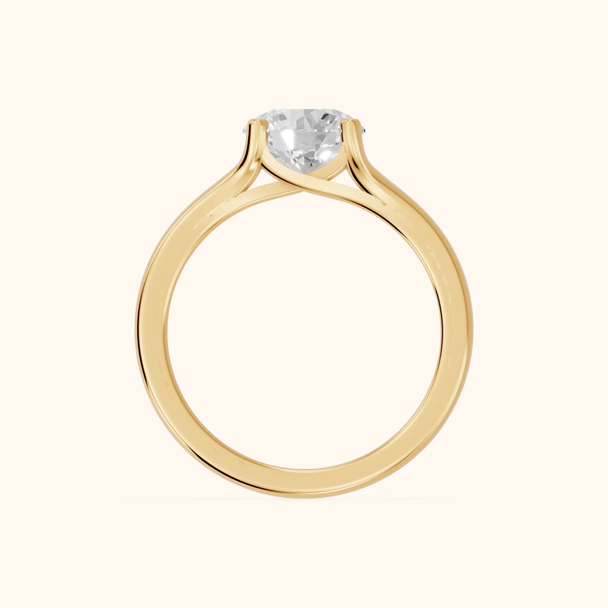 Nell Split Shank Solitaire Round Diamond Engagement Ring in Yellow Gold - FingerView.webp