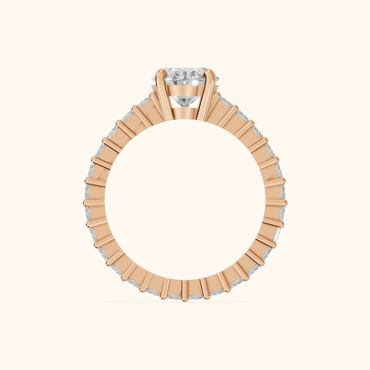 Mallory Shared Prong Oval Diamond Engagement Ring in Rose Gold - FingerView.webp