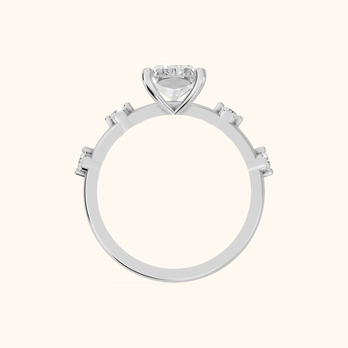 Elena Radiance Radiant Diamond Engagement Ring in White Gold - FingerView