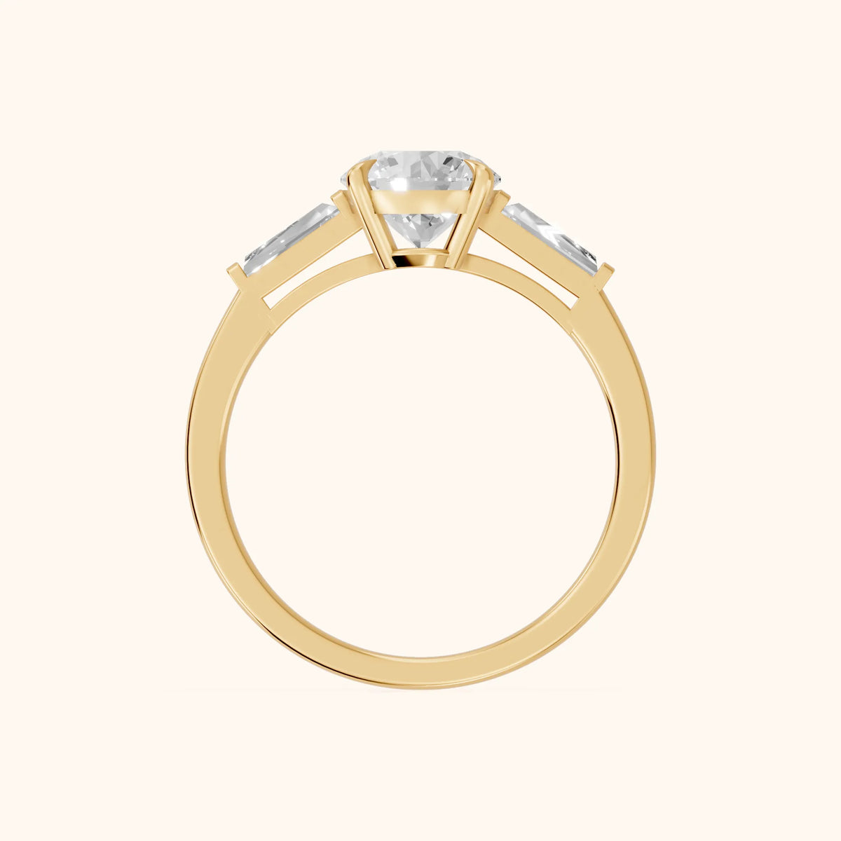 Winnie Three-Stone Round Diamond Engagement Ring in Yellow Gold - FingerView.webp