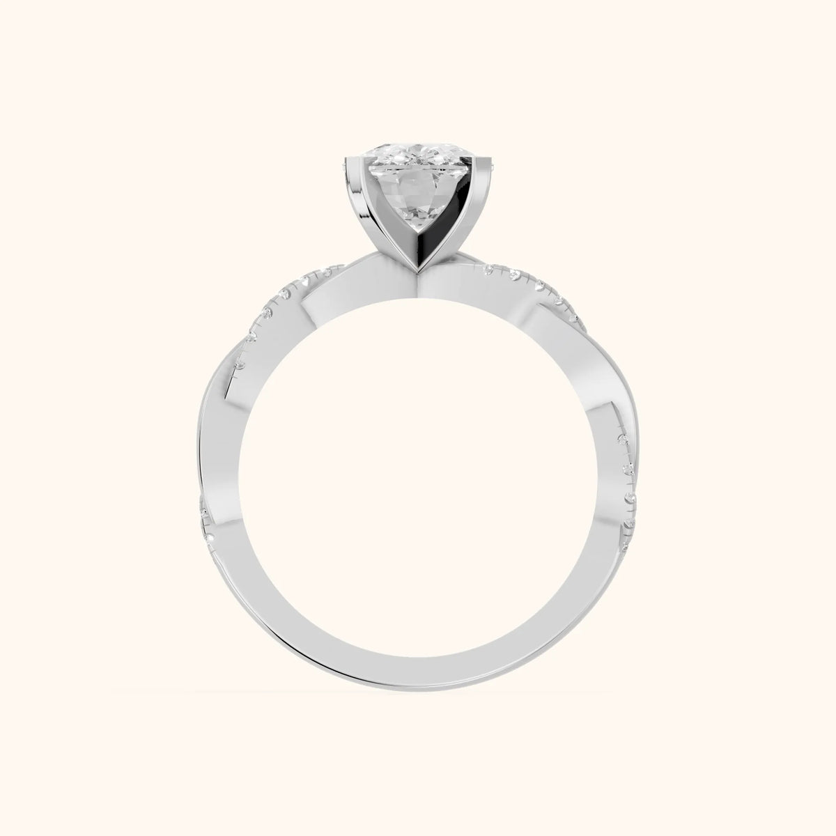 Primrose Pavé Twist Cushion Diamond Engagement Ring in Platinum - FingerView.webp