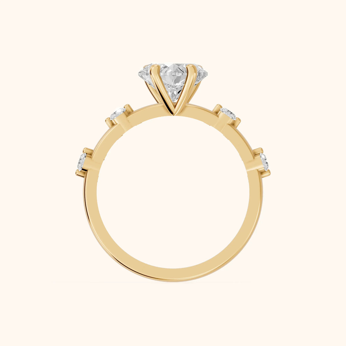 Elena Radiance Solitaire Heart Diamond Engagement Ring in Yellow Gold - FingerView