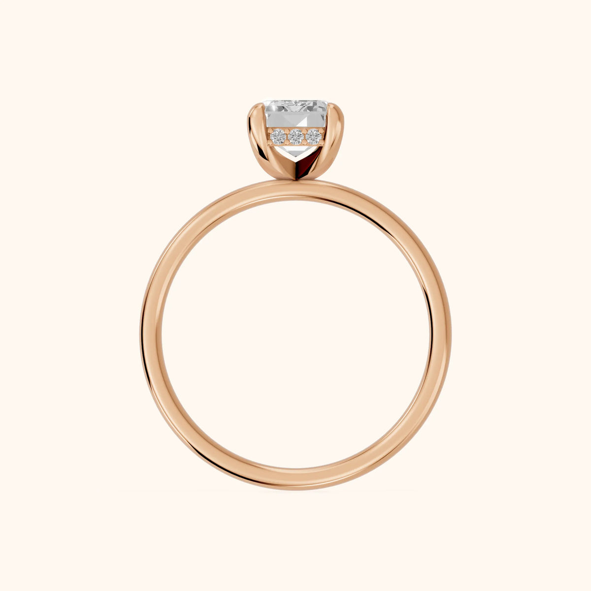Charlotte Charm Solitaire Emerald Diamond Engagement Ring in Rose Gold - FingerView