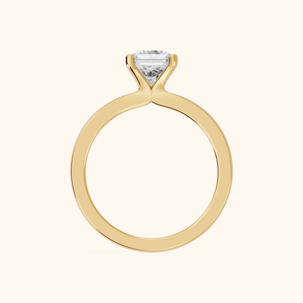 Matilda Cathedral Solitaire Asscher Diamond Engagement Ring in Yellow Gold - FingerView.webp
