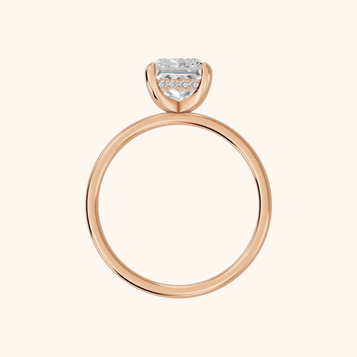 Charlotte Charm Solitaire Princess Diamond Engagement Ring in Rose Gold - FingerView