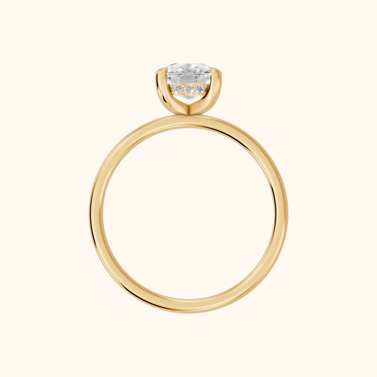 Charlotte Charm Cushion Diamond Solitaire Ring in Yellow Gold - FingerView