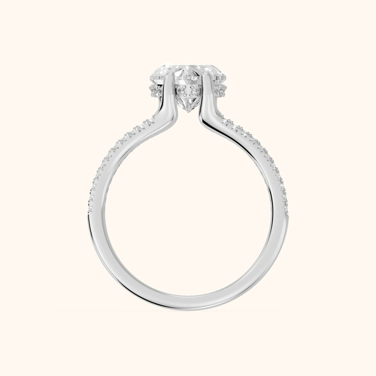 Eternal Embrace Solitaire Heart Diamond Engagement Ring in White Gold - FingerView