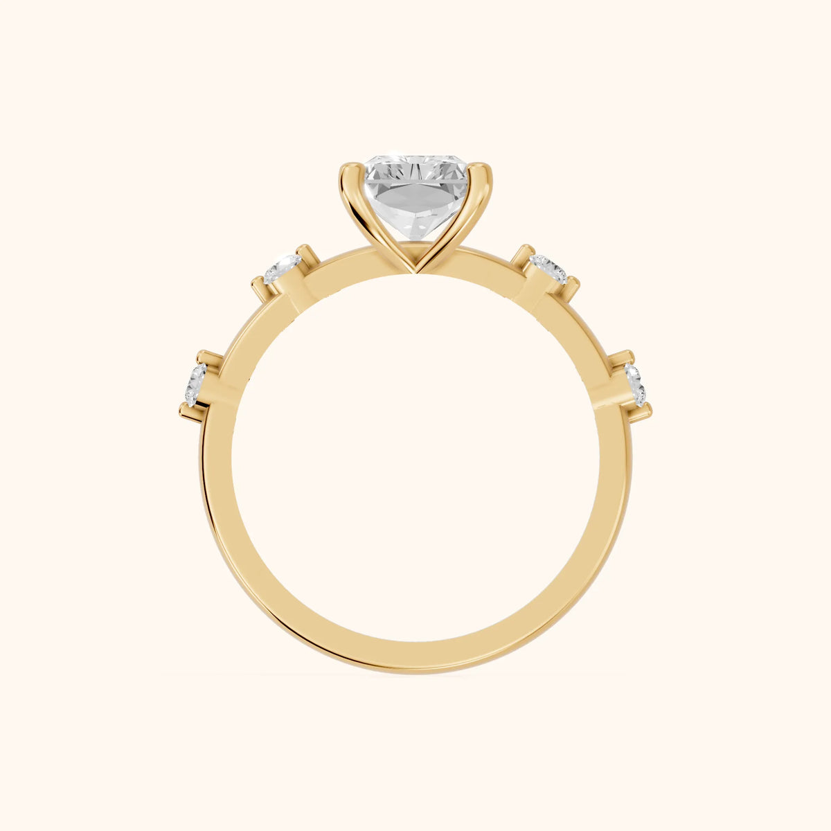 Elena Radiance Radiant Diamond Engagement Ring in Yellow Gold - FingerView