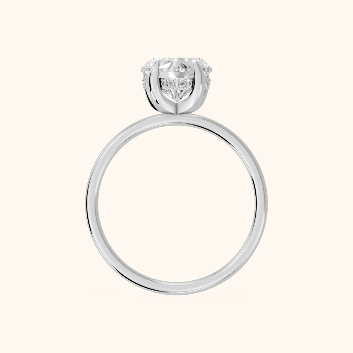 Charlotte Charm Solitaire Heart Diamond Engagement Ring in White Gold - FingerView
