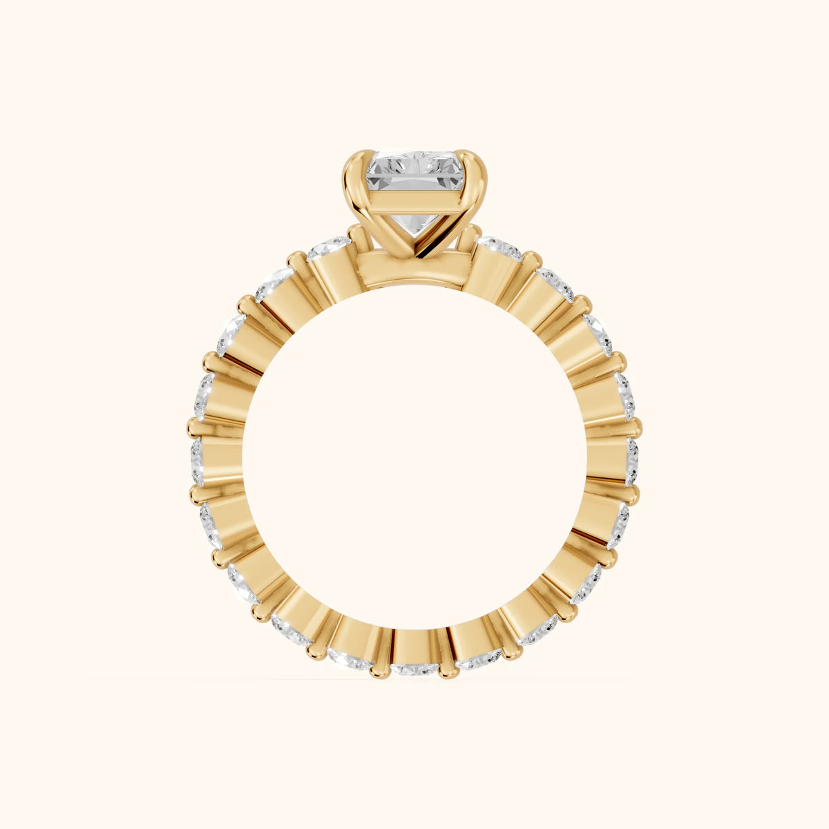 Piper Sidestone Radiant Diamond Engagement Ring in Yellow Gold - FingerView.webp