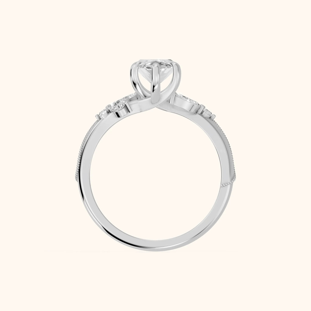 Joanna Milgrain Twist Marquise Diamond Engagement Ring in Silver - FingerView.webp
