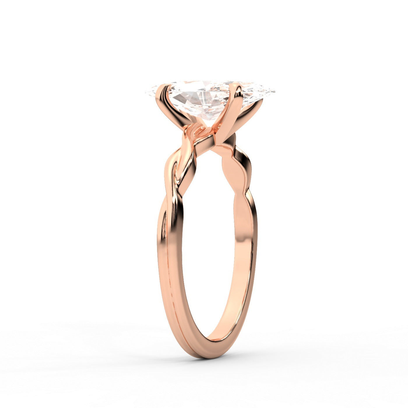 Celeste Grace Marquise Cut Lab Grown Diamond Solitaire Engagement Ring with Twisted Shank in Rose Gold