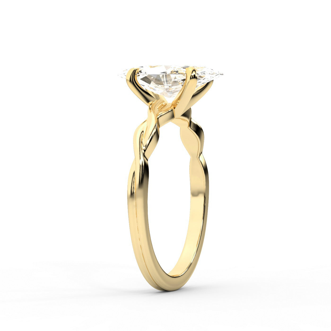 Celeste Grace Marquise Cut Lab Grown Diamond Solitaire Engagement Ring with Twisted Shank in Yellow Gold