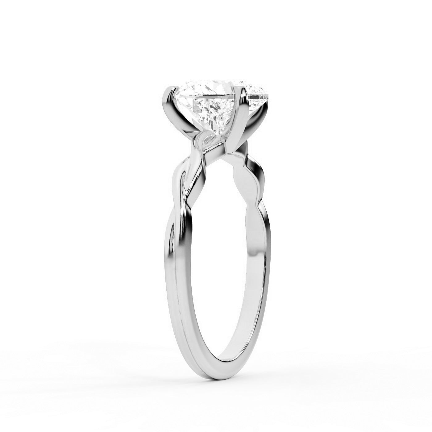 Celeste Grace Heart Cut Lab Grown Diamond Solitaire Engagement Ring in White Gold with twisted shank