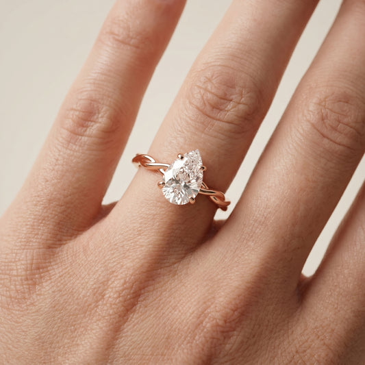 Pear Cut Lab Grown Diamond Ring in Rose Gold