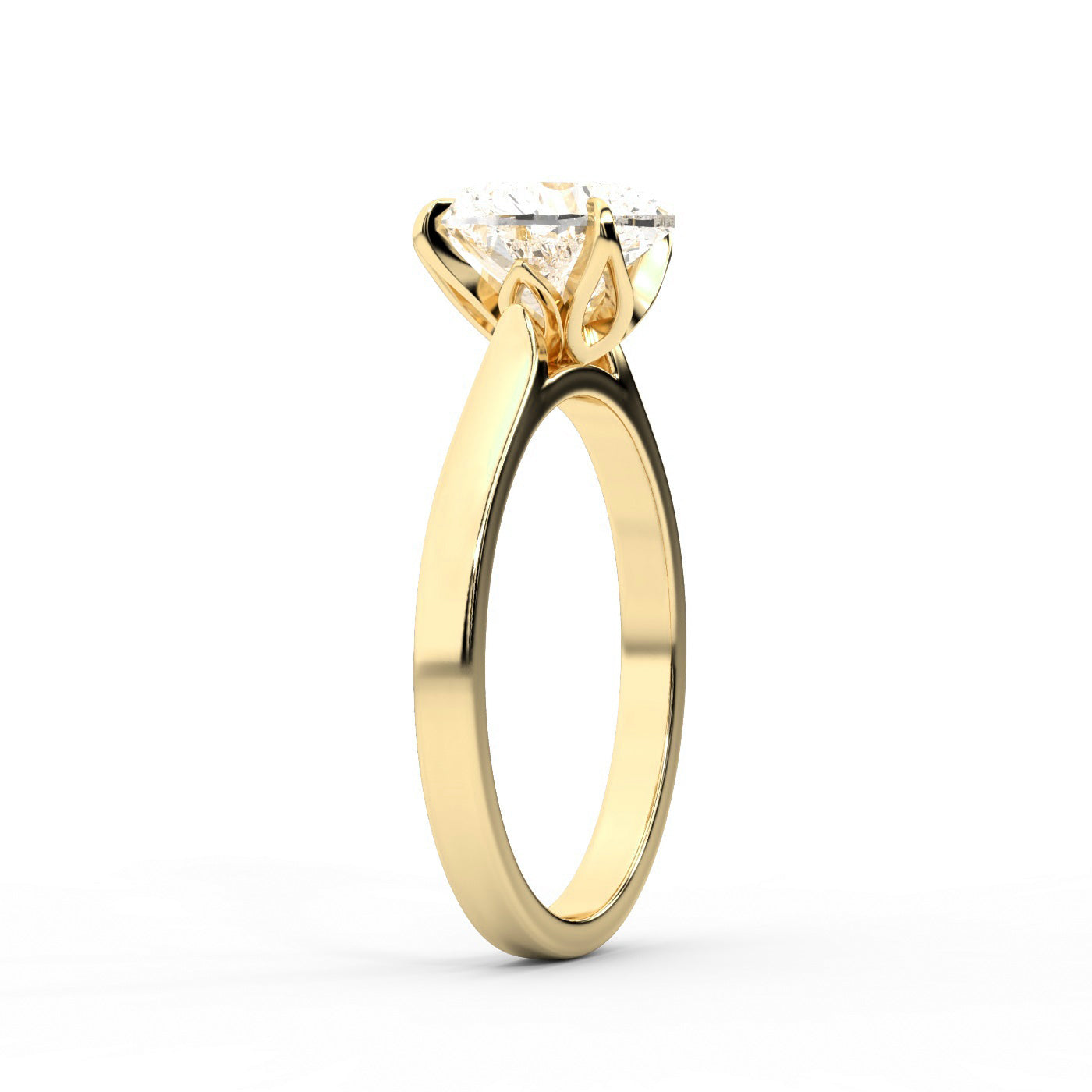 Heart Cut Lab Grown Diamond Solitaire Engagement Ring in traditional Yellow Gold setting.