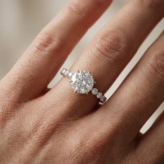 Round Cut Lab Grown Diamond Engagement Ring in Platinum