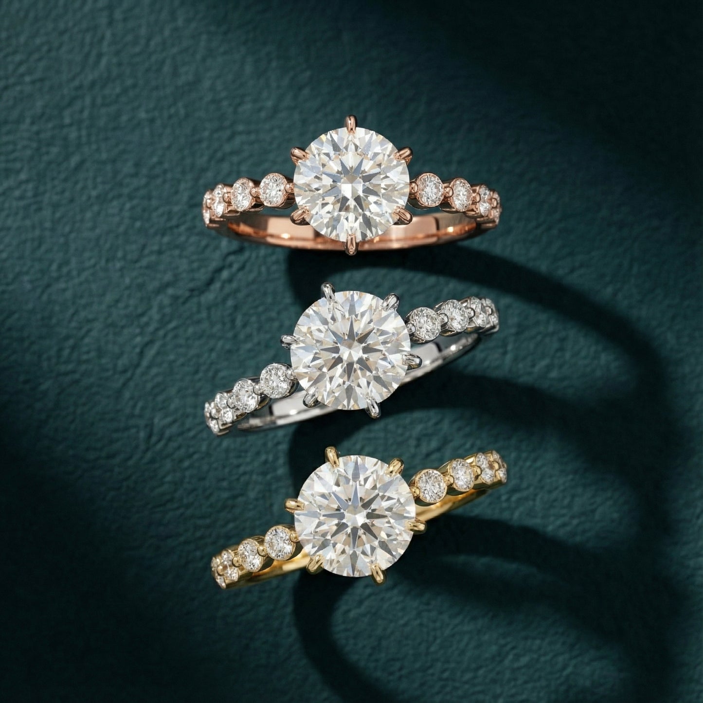 Round Cut Lab Grown Diamond Engagement Ring in Yellow Gold