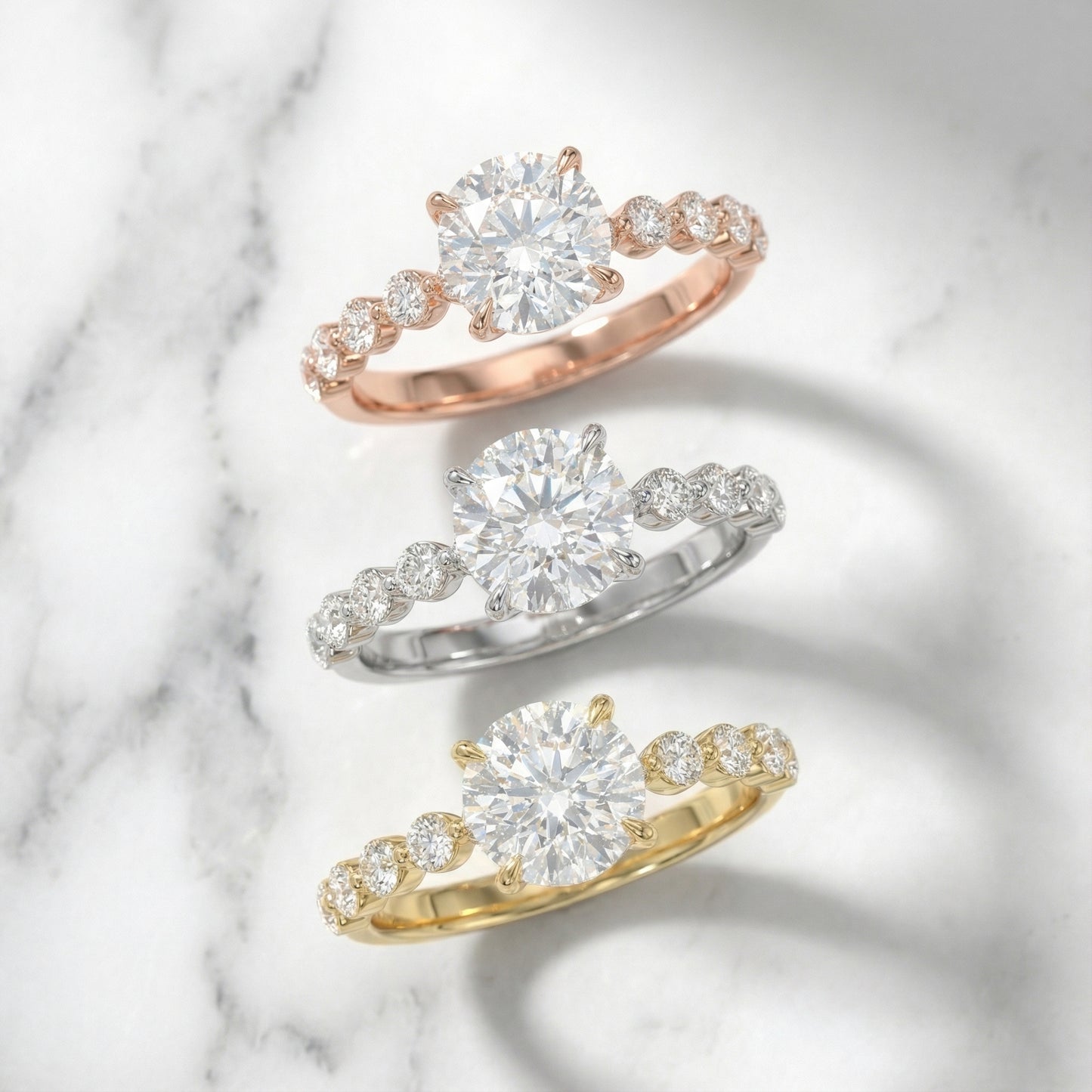 Cushion Cut Lab Grown Diamond Eleanor Majesty Engagement Ring set in Yellow Gold