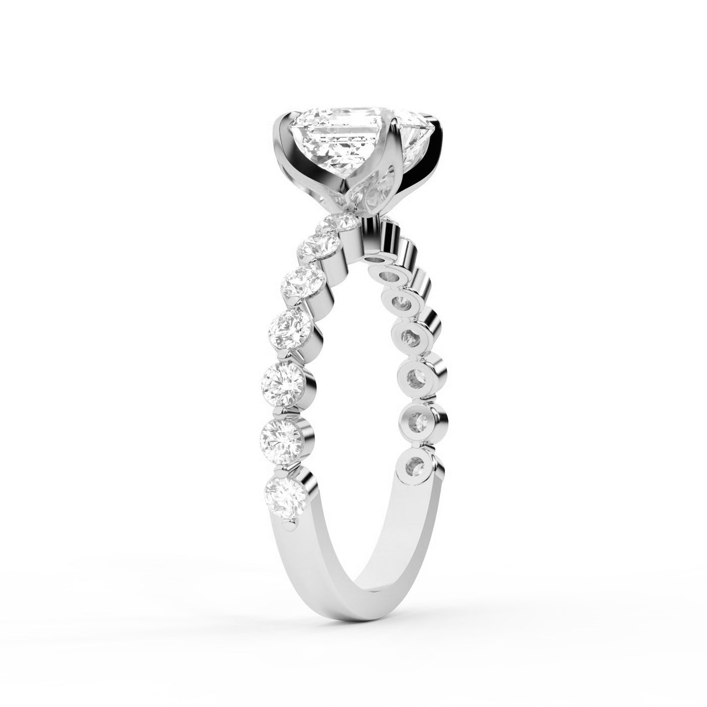 Asscher Cut Lab Grown Diamond Eleanor Majesty Engagement Ring in Platinum