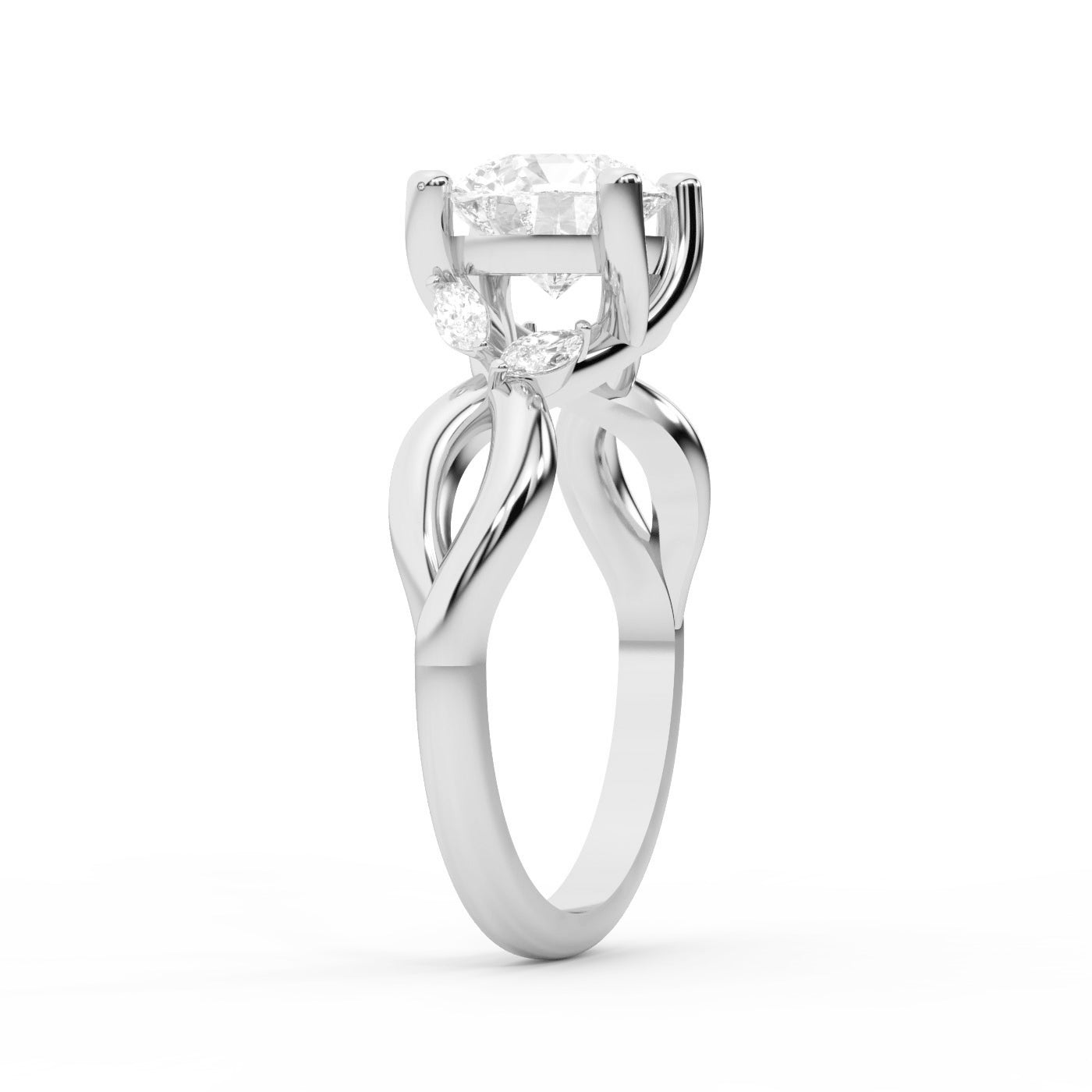 Round Cut Lab Grown Diamond Twisted Engagement Ring in Platinum