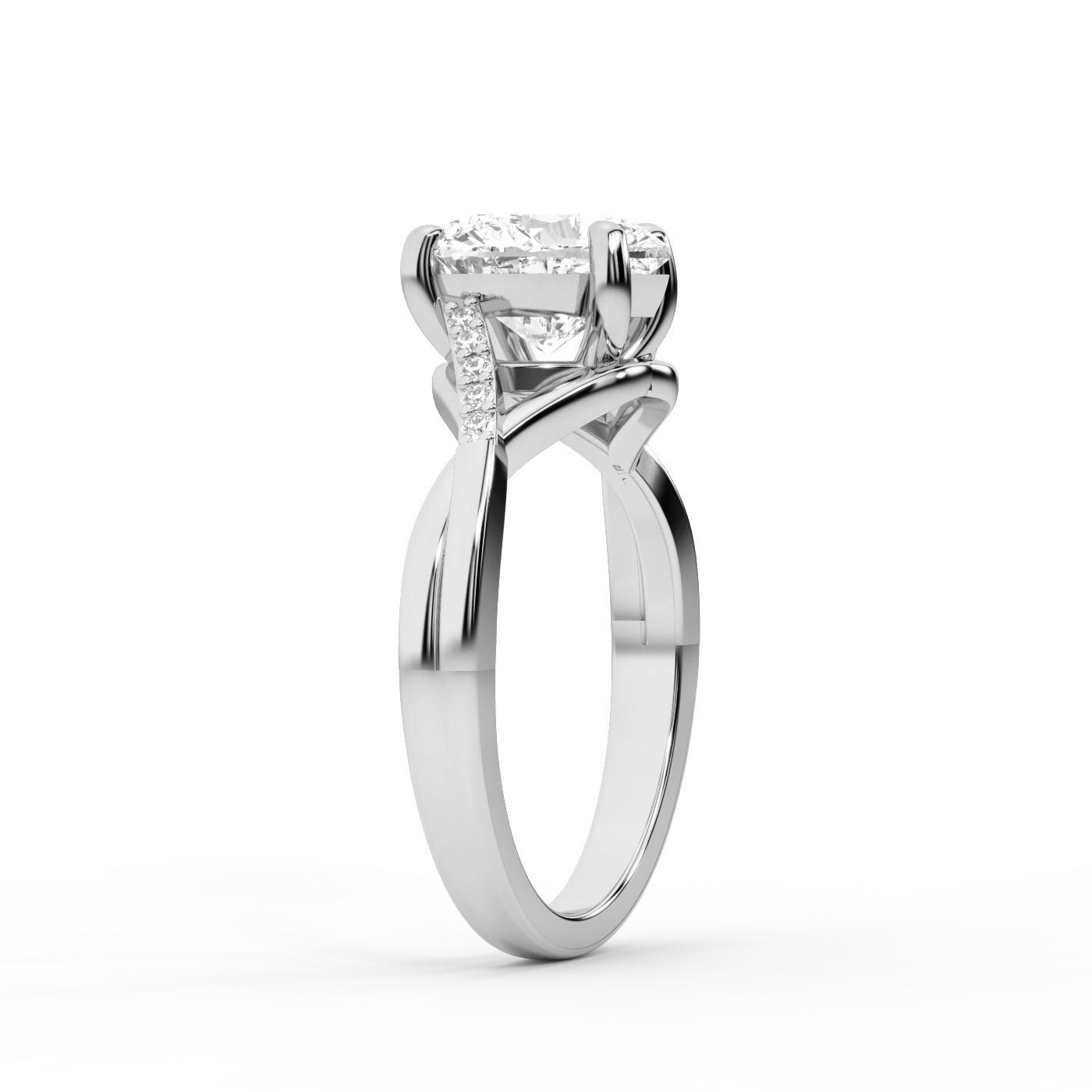 Heart Cut Lab Grown Diamond Engagement Ring with Twisted Band in White Gold