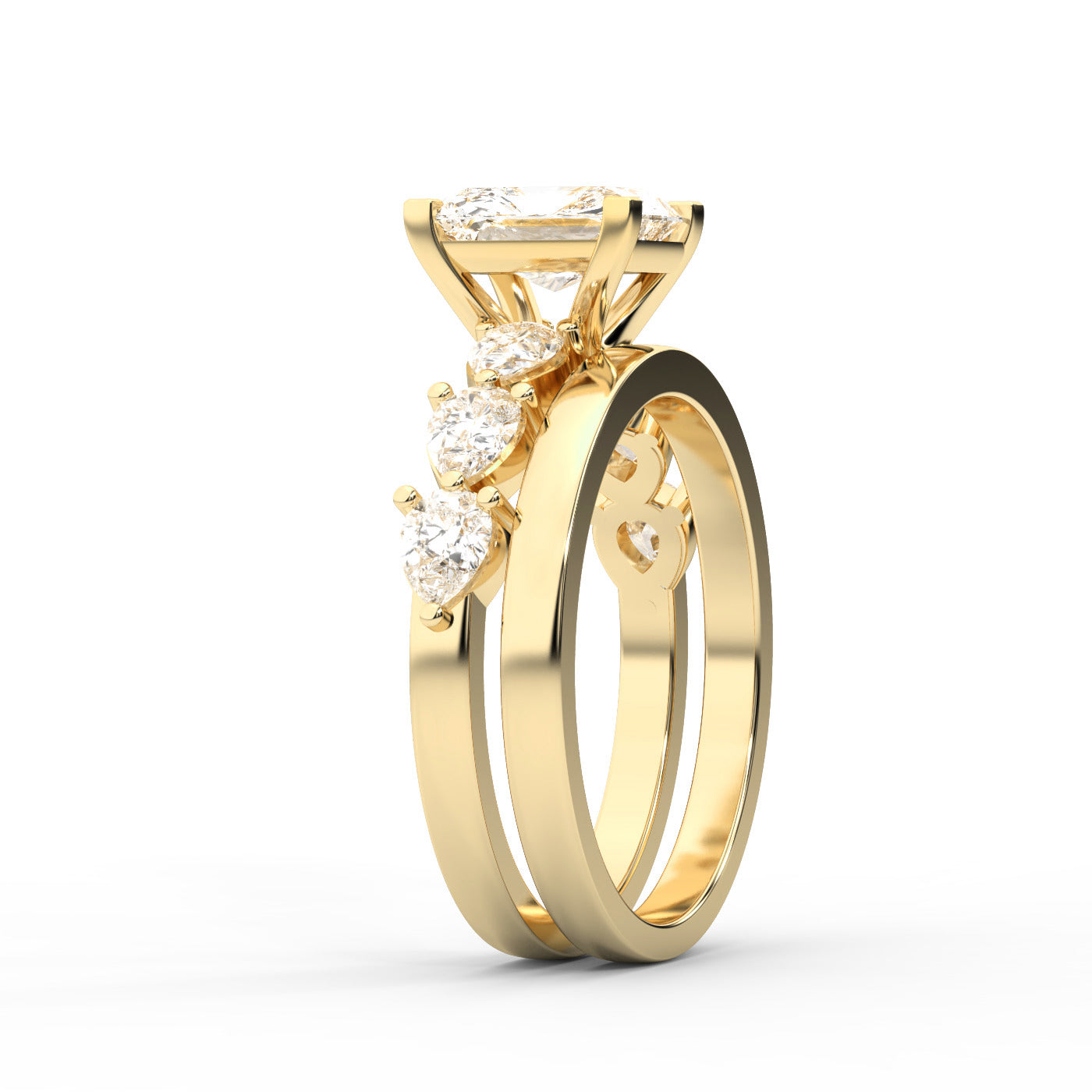 Radiant Cut Lab Grown Diamond Ring in Yellow Gold