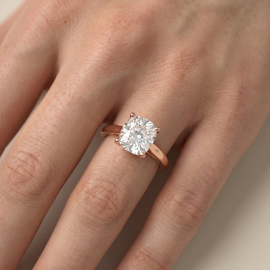 Cushion Cut Lab Grown Diamond Ring in Rose Gold