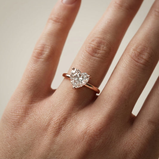 Heart Cut Lab Grown Diamond Engagement Ring in Rose Gold Solitaire Setting