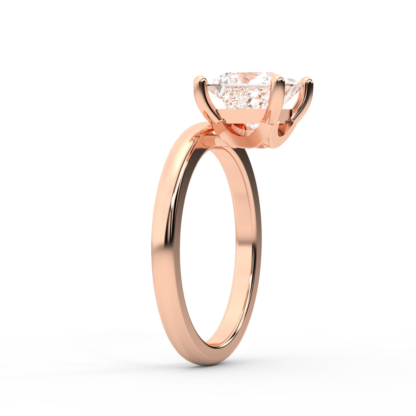 Princess Cut Lab Grown Diamond Solitaire Engagement Ring in Warm Rose Gold