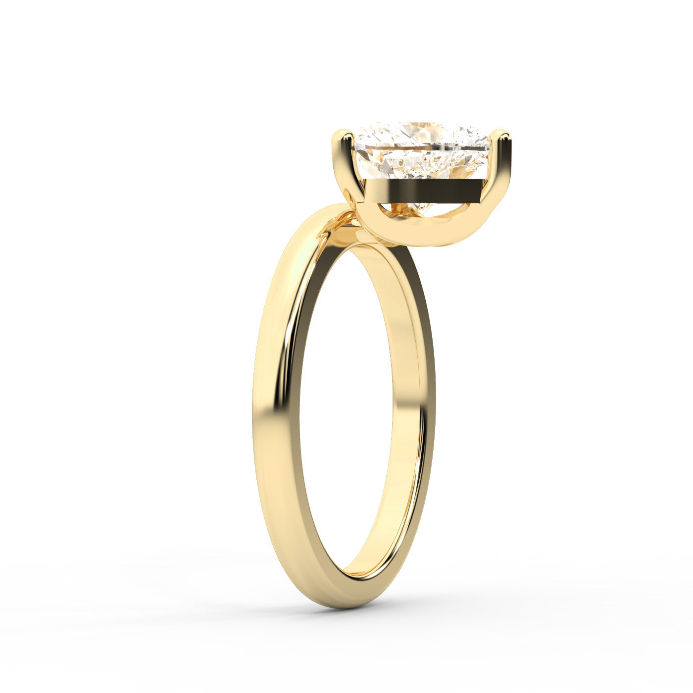 Heart Cut Lab Grown Diamond Engagement Ring in Yellow Gold Solitaire Setting