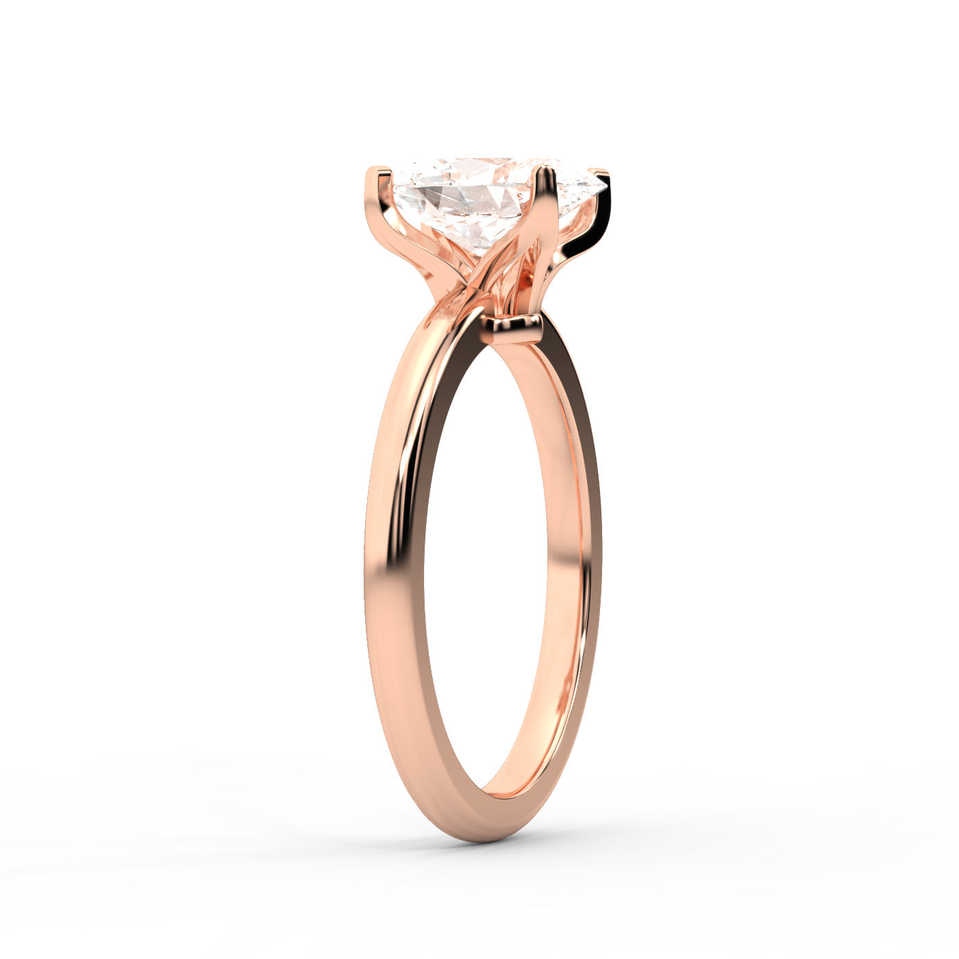 Oval Cut Lab Grown Diamond Engagement Ring in Rose Gold showing floral basket details