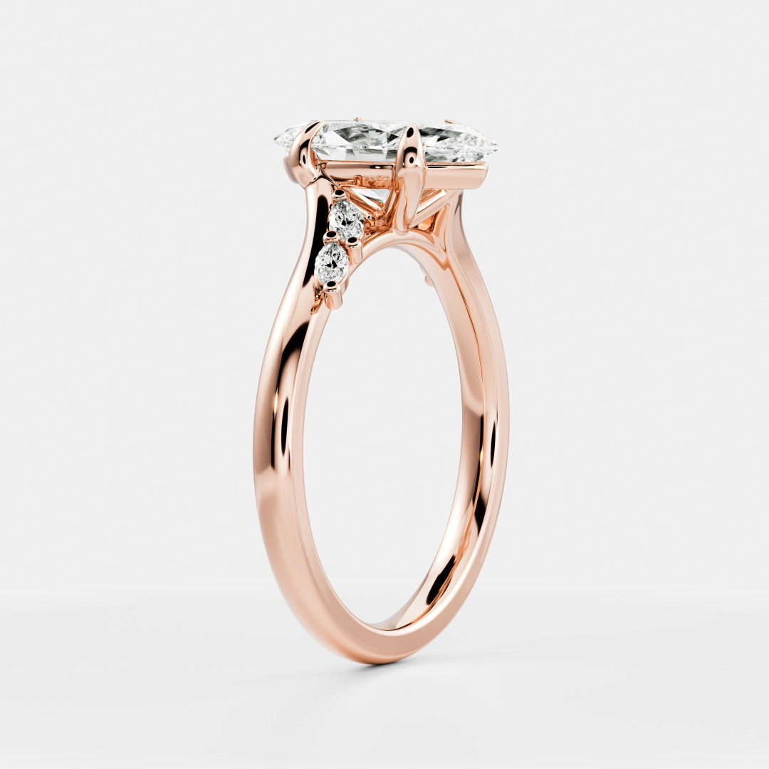 Marquise Cut Lab Grown Diamond Ring in Rose Gold
