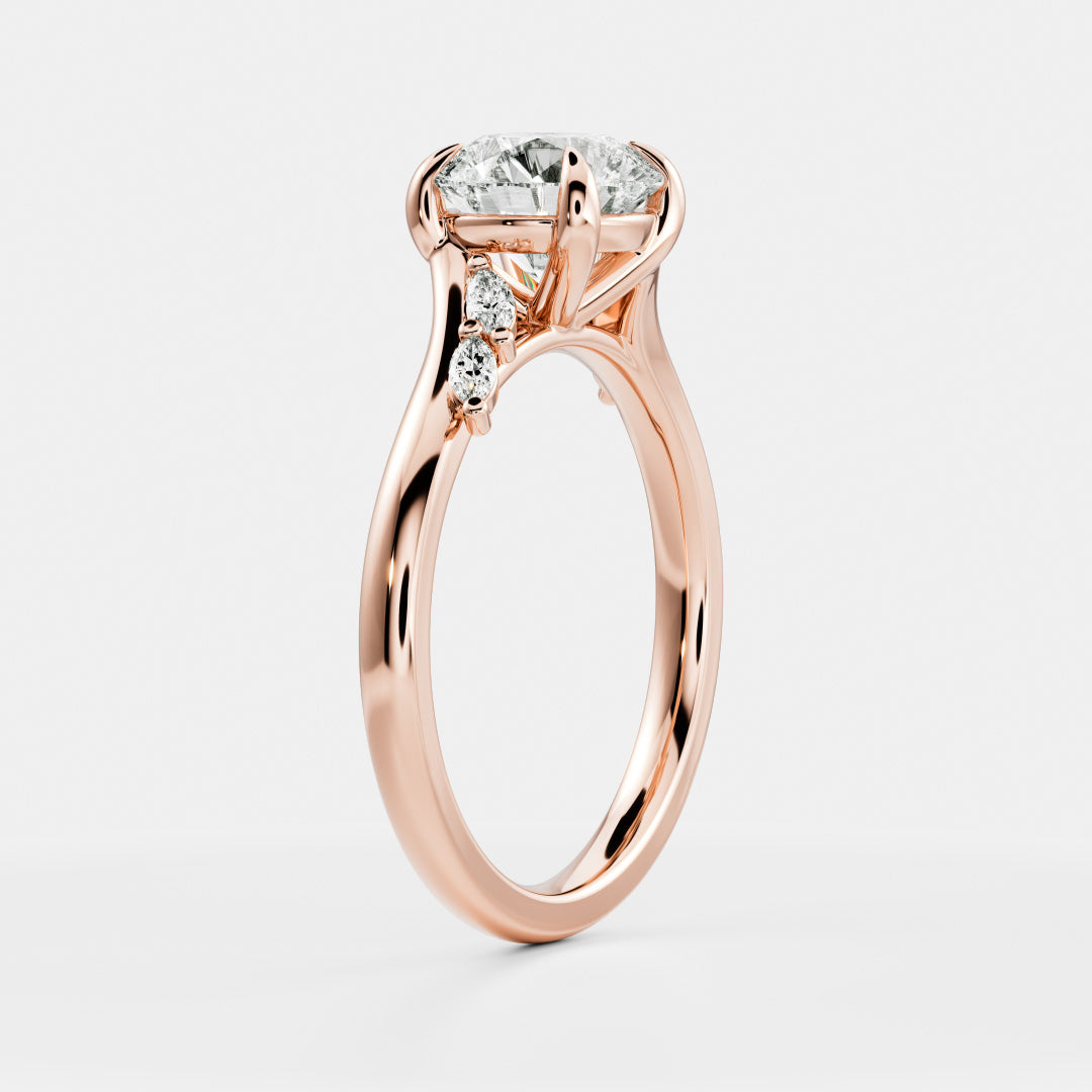 Round Cut Lab Grown Diamond Ring in Rose Gold