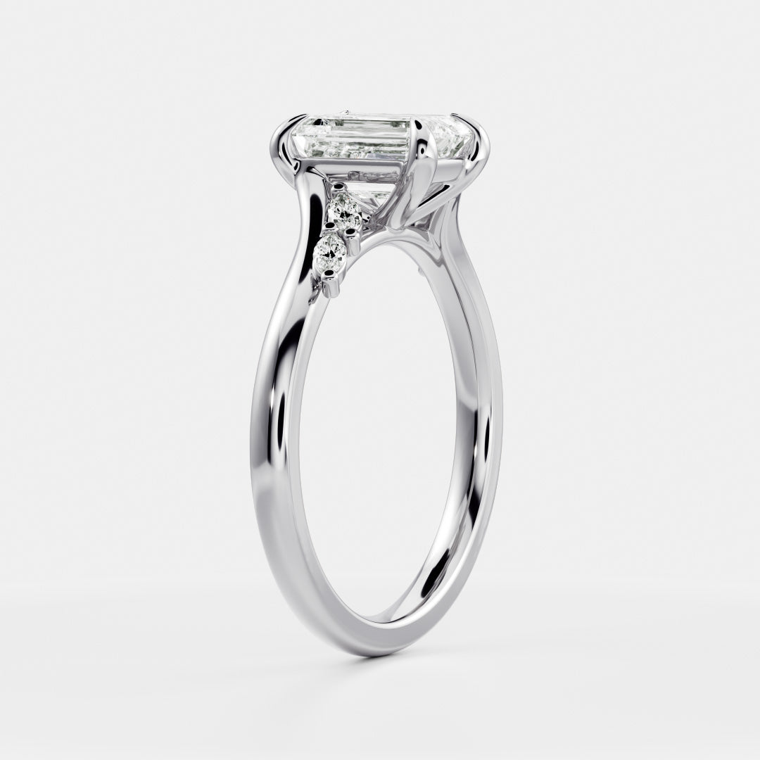 Emerald Cut Lab Grown Diamond Ring in White Gold