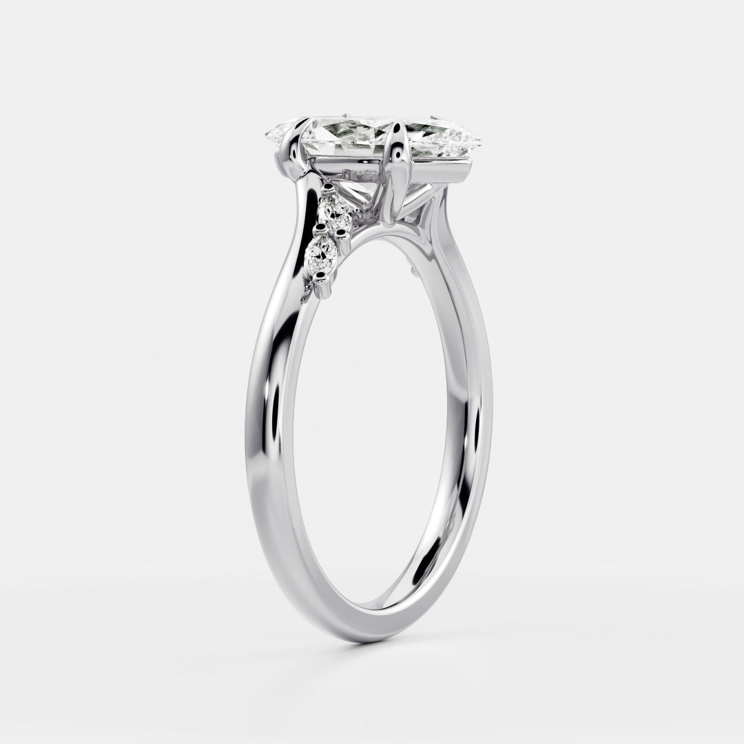 Marquise Cut Lab Grown Diamond Ring in White Gold
