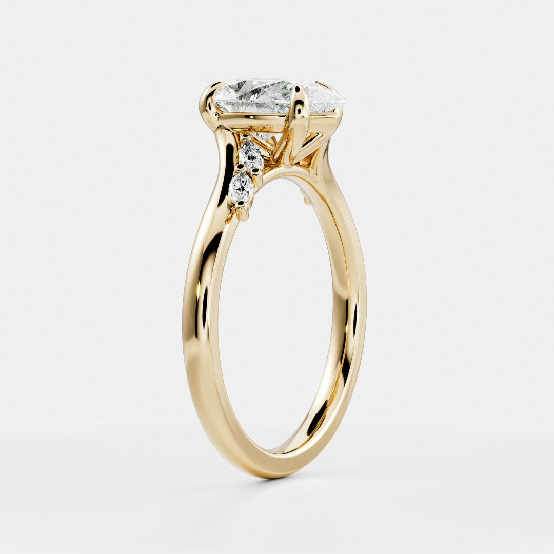 Pear Cut Lab Grown Diamond Ring in Yellow Gold