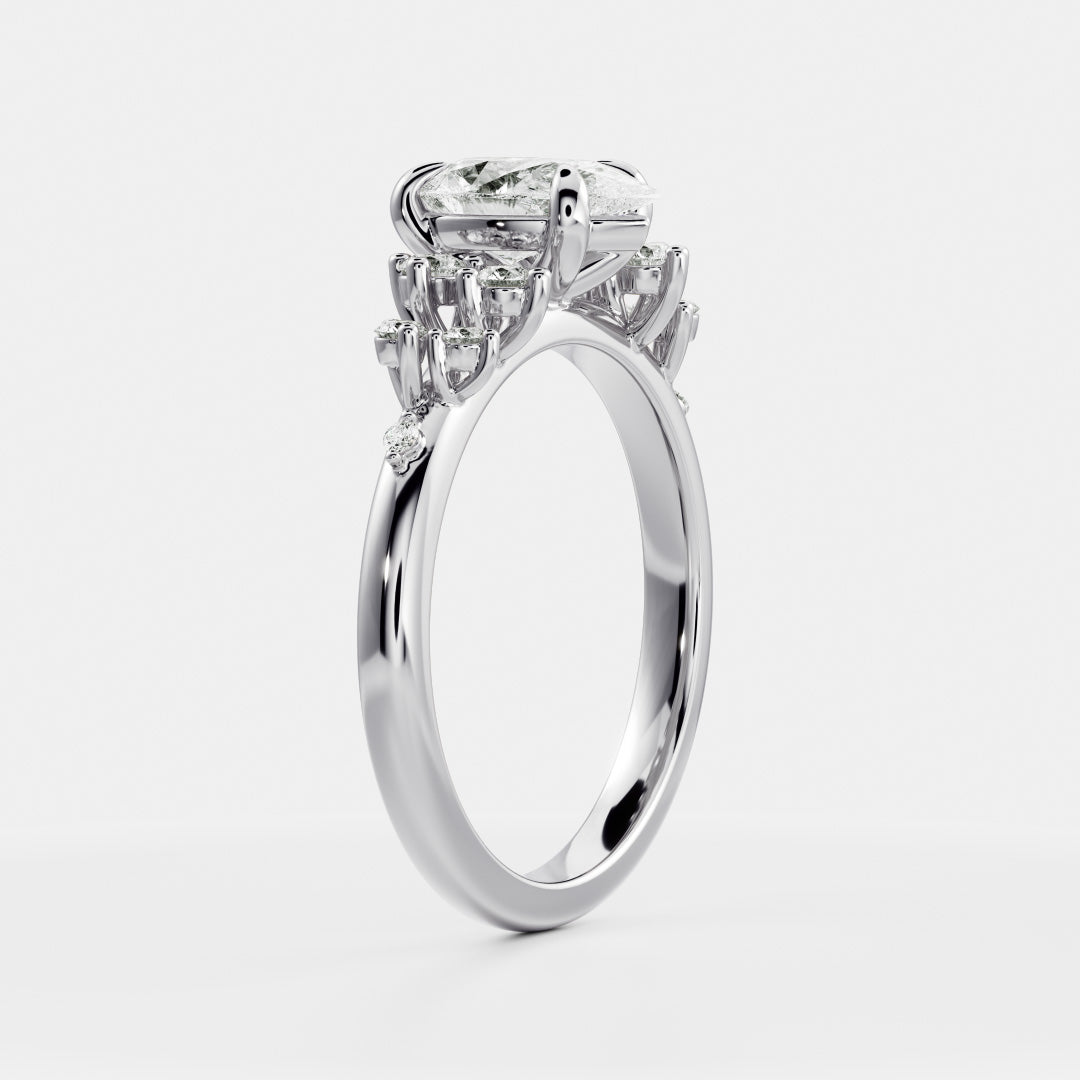 Pear Cut Lab Grown Diamond Ring in White Gold