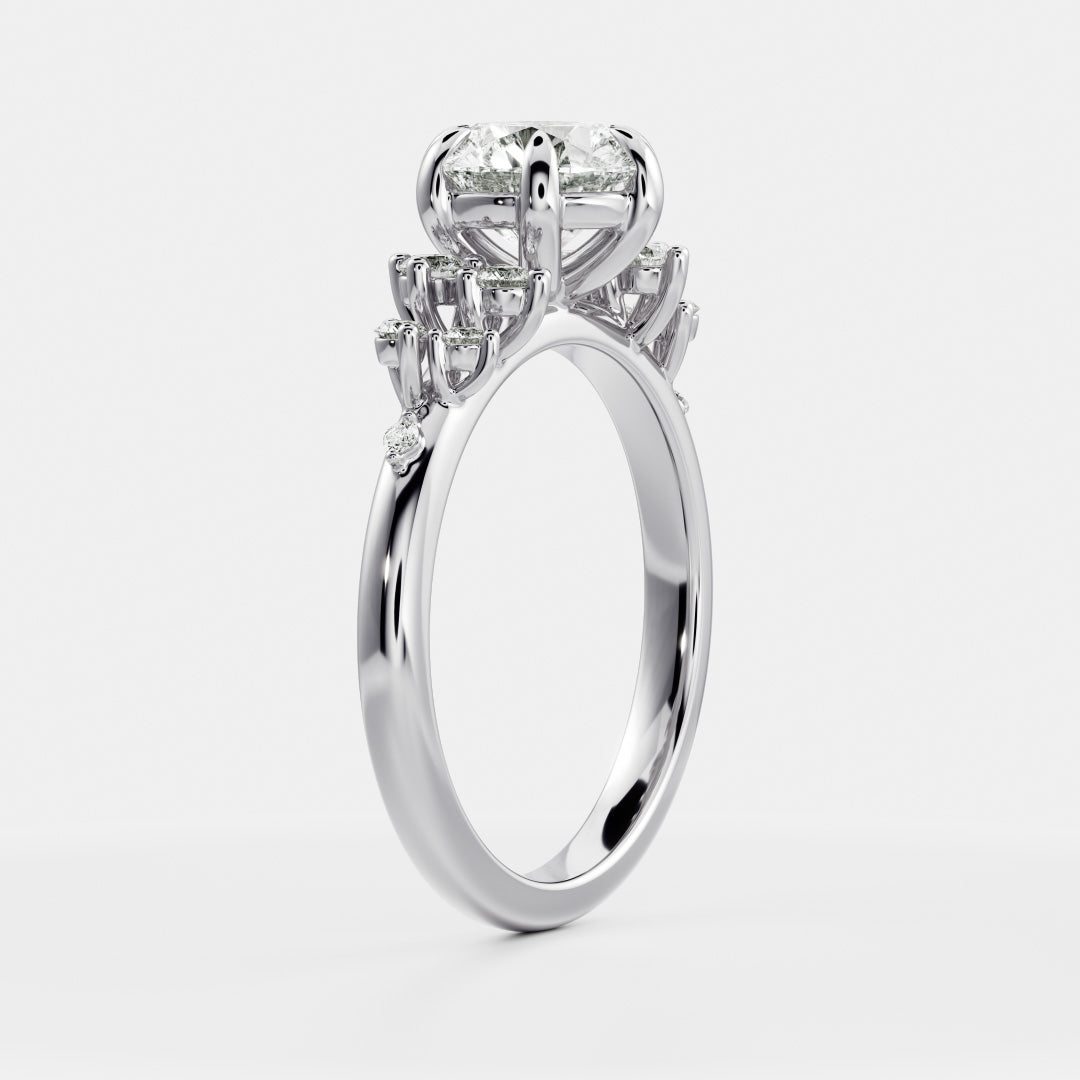 Round Cut Lab Grown Diamond Ring in Silver