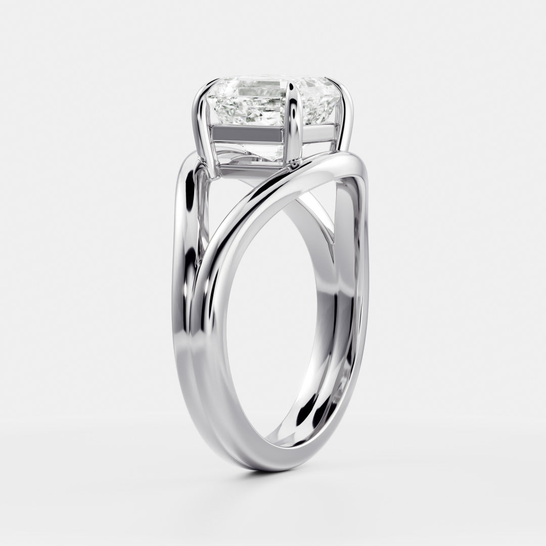 Asscher Cut Lab Grown Diamond Ring in White Gold