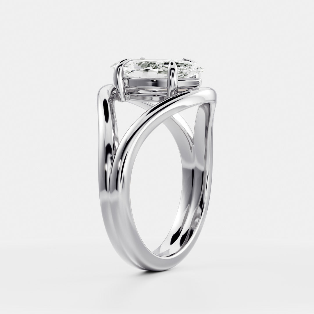 Marquise Cut Lab Grown Diamond Ring in Silver