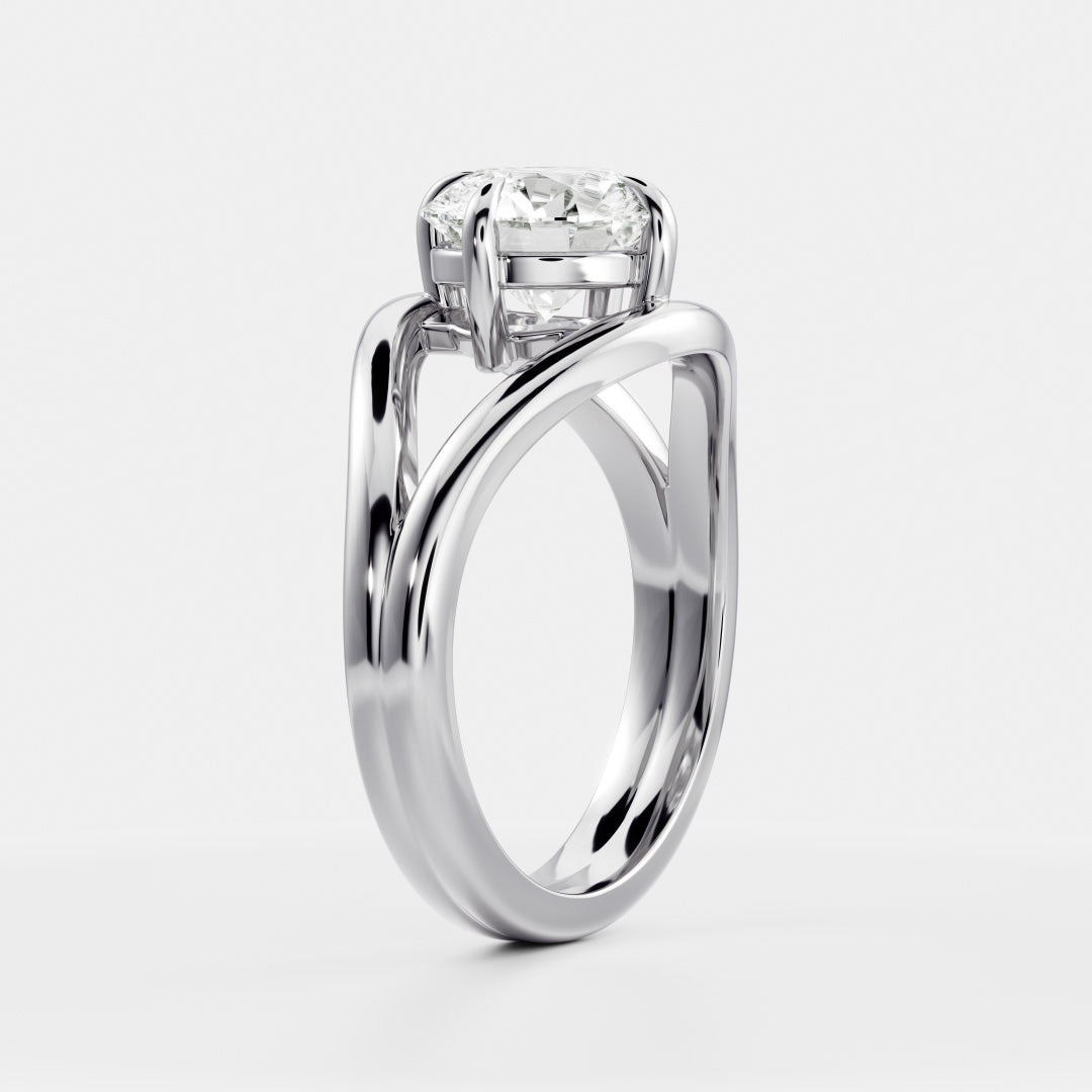 Round Cut Lab Grown Diamond Ring in White Gold