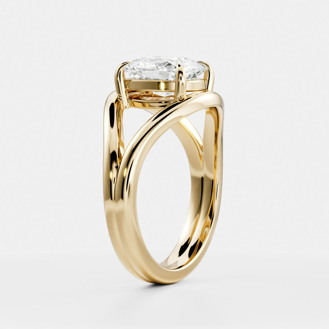Cushion Cut Lab Grown Diamond Ring in Yellow Gold