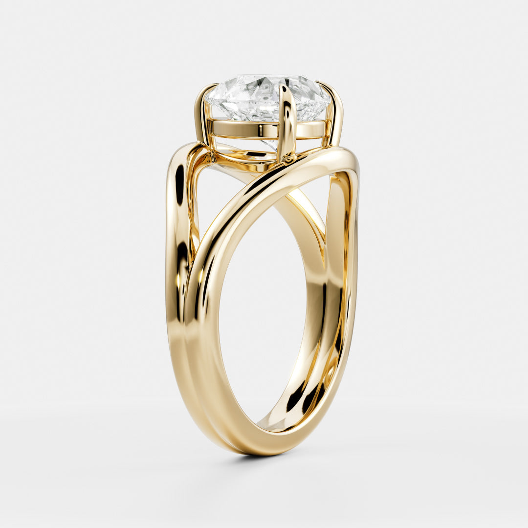 Pear Cut Lab Grown Diamond Ring in Yellow Gold
