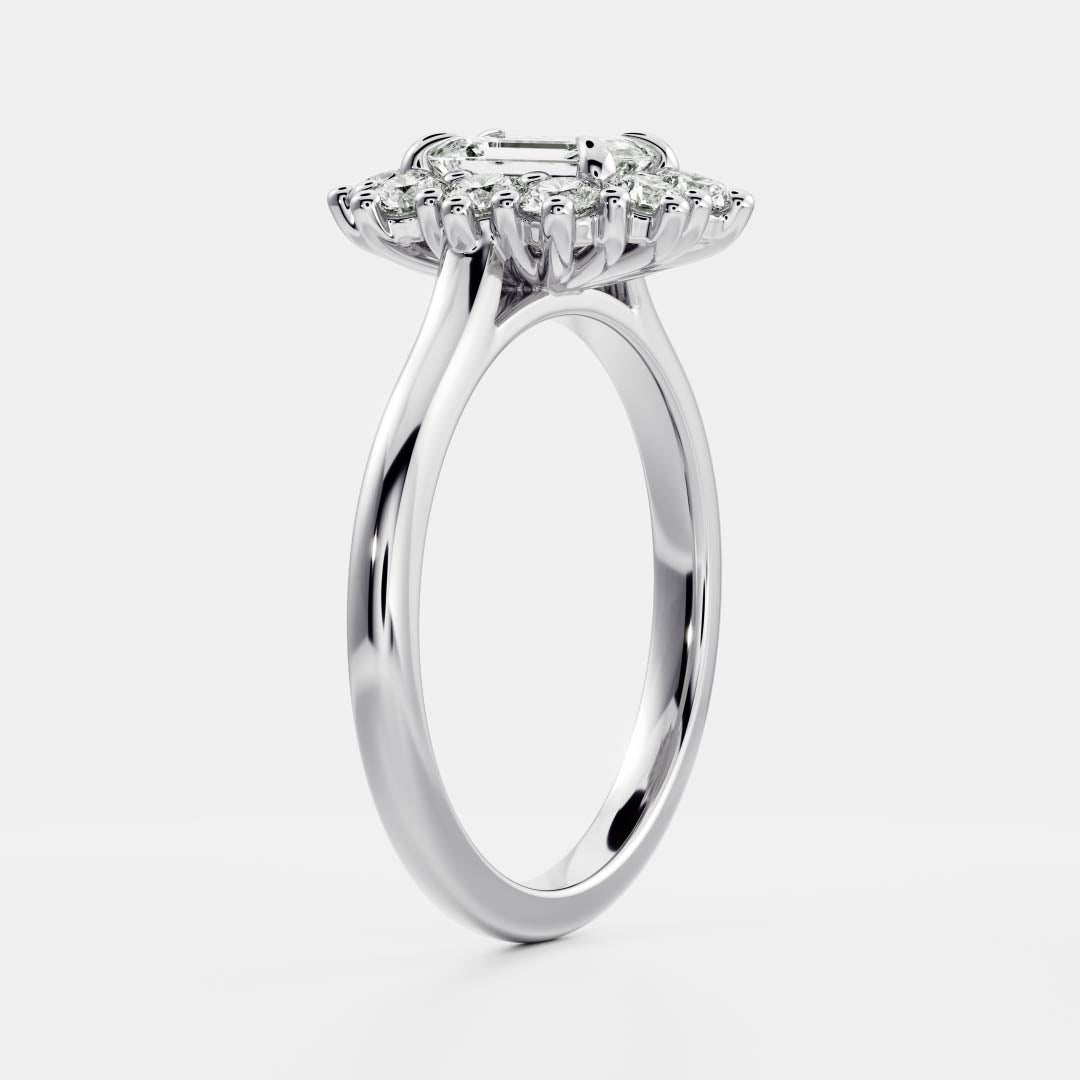 Emerald Cut Lab Grown Diamond Ring in White Gold