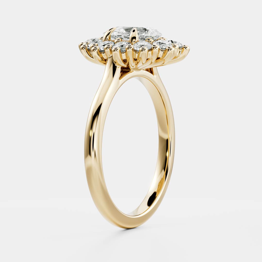 Pear Cut Lab Grown Diamond Ring in Yellow Gold
