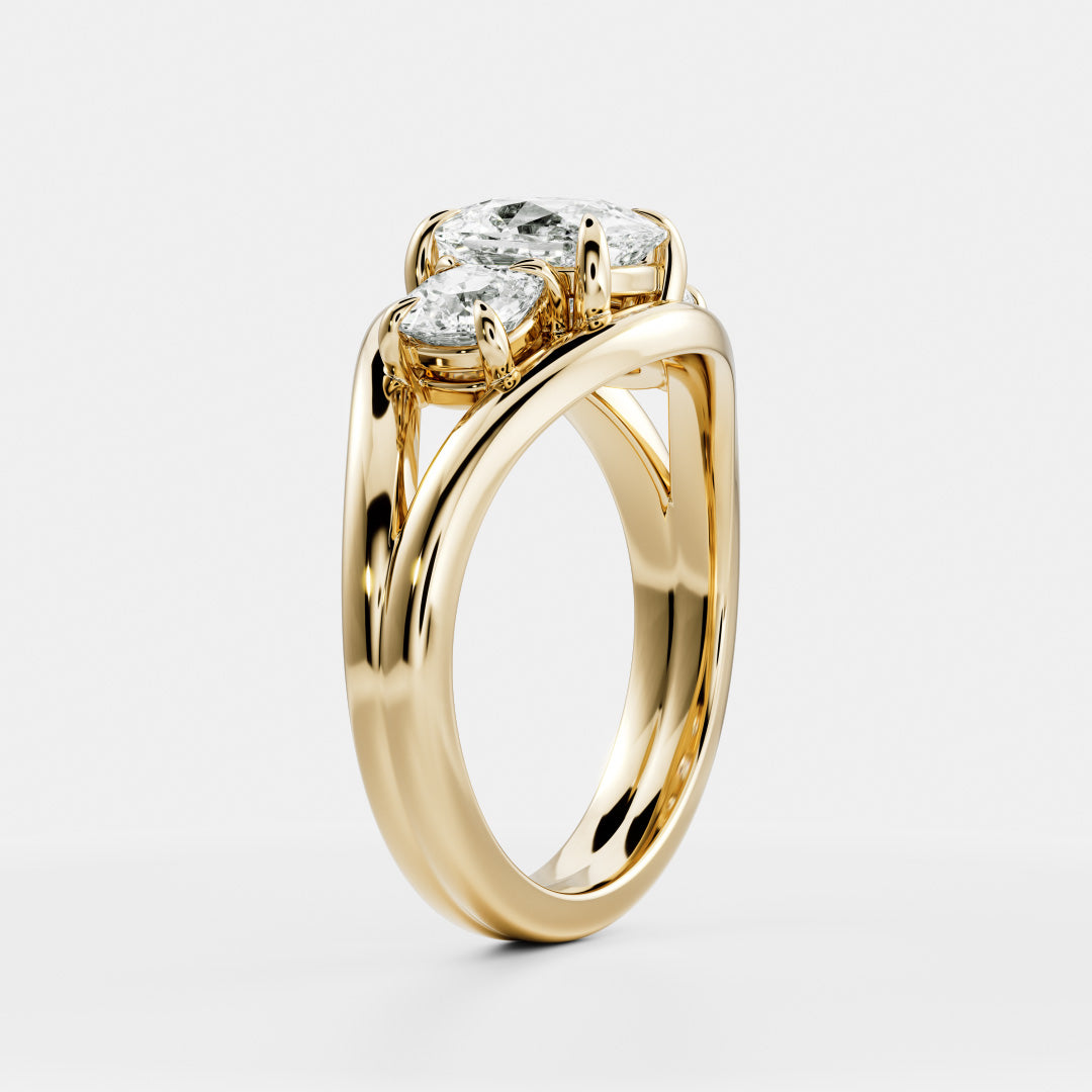 Cushion Cut Lab Grown Diamond Ring in Yellow Gold