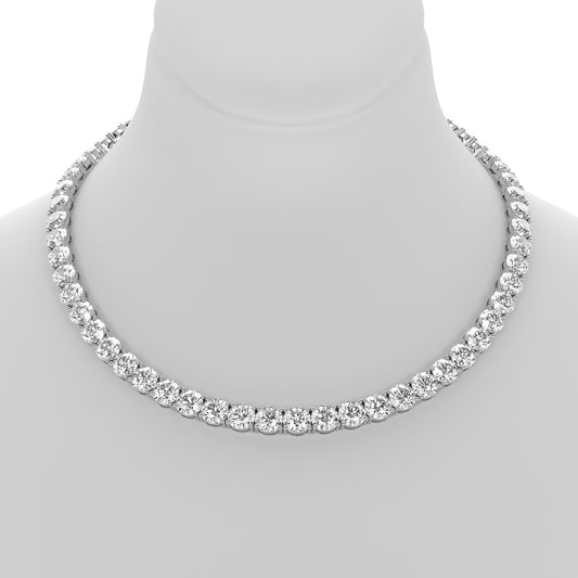 Round Cut Lab Grown Diamond Tennis Necklace in White Gold