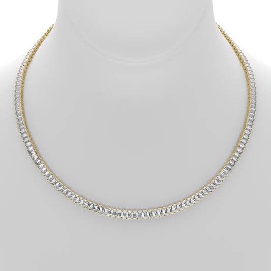Emerald Cut Lab Grown Diamond Tennis Necklace in Yellow Gold